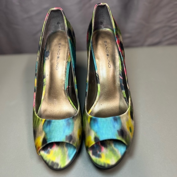 Bandolino Pumps BD7Jamara Abstract Floral Print PeepToe Multi-Color Size 6.5 - Picture 2 of 10